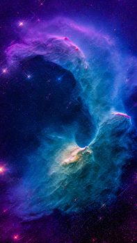An abstract nebula in outer space and galaxies background of 3D render, suitable for a mobile screen, phone desktop, landing page, UI/UX, and wallpaper.