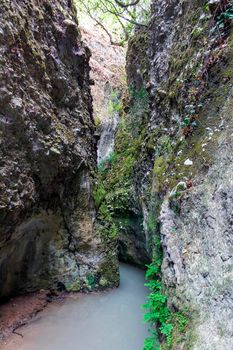 The peristeria gorge also known as the gorge with the stalactites, due to the stalactite full caves lying in its bottom, this gorge is located near the village of Raches.