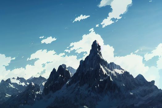 The mountain in the zugspitze arena, anime style, webtoon style