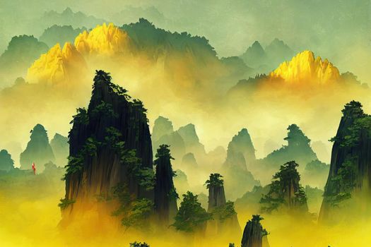 Huangshan Mountain Yellow Mountain, Anhui province, China, digital art style, concept art style