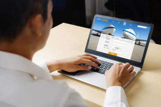 Online flight booking website provide modish reservation system . Travel technology concept .