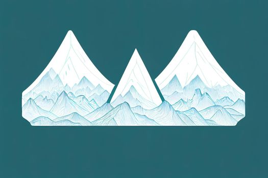 Mountain adventure outdoor badge logo icon design, anime cartoon style, drawing