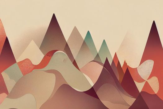 Abstract art background with curve pattern , Mountain forest banner design in vintage style, Line wave pattern in luxury style,, 2d illustration, 2d style