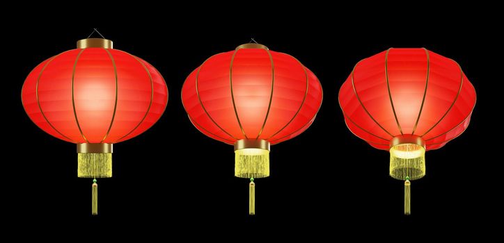 Chinese new year lanterns for celebration on darkbackground. 3D rendering.