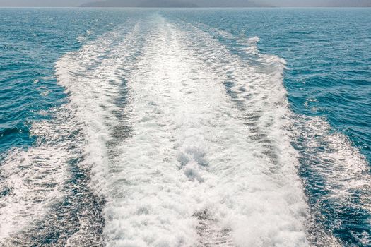 Ferry tail during sail to koh kood island from trat province Thailand.