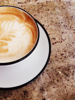 Brunch in Paris, drinks menu and vintage recipe concept - Cappuccino for breakfast in cafeteria, coffee cup on table in parisian cafe