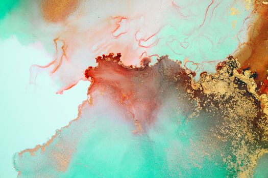 Marble ink abstract art from exquisite original painting for abstract background . Painting was painted on high quality paper texture to create smooth marble background pattern of ombre alcohol ink .