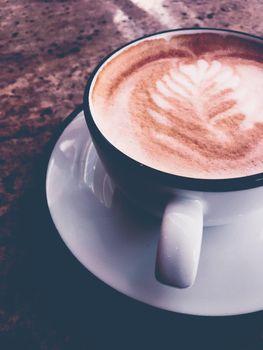 Brunch in Paris, drinks menu and vintage recipe concept - Cappuccino for breakfast in cafeteria, coffee cup on table in parisian cafe