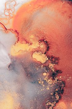 Burning abstract background from marble ink art of exquisite original painting . Painting was painted on high quality paper texture to create smooth marble background pattern of ombre alcohol ink .