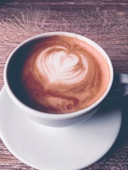 Brunch in Paris, drinks menu and vintage recipe concept - Cappuccino for breakfast in cafeteria, coffee cup on table in parisian cafe