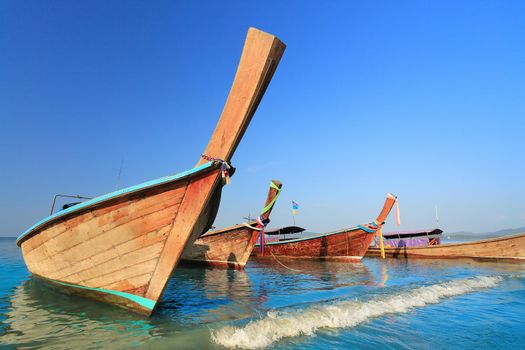 Longtail boats at  Ao Nang beach,  Krabi , Thailand