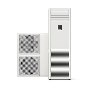 Big floor standing air conditioner on white background
