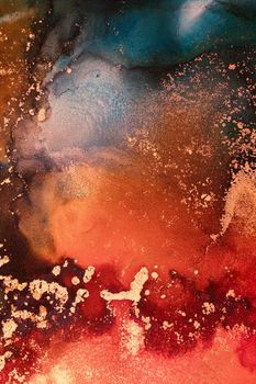 Burning abstract background from marble ink art of exquisite original painting . Painting was painted on high quality paper texture to create smooth marble background pattern of ombre alcohol ink .