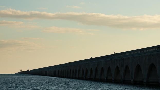 The Seven Mile Bridge is a famous bridge in the Florida Keys.
