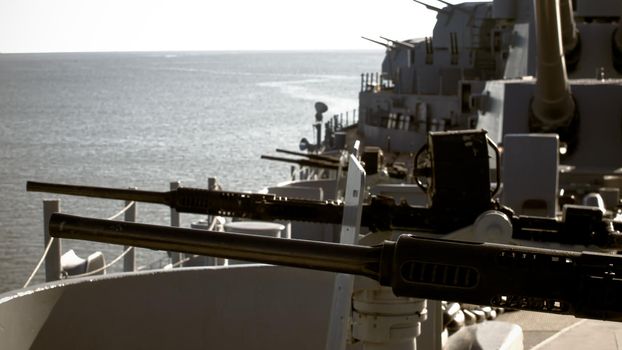 Battleship of US Navy at the museum in Mobile, AL.
