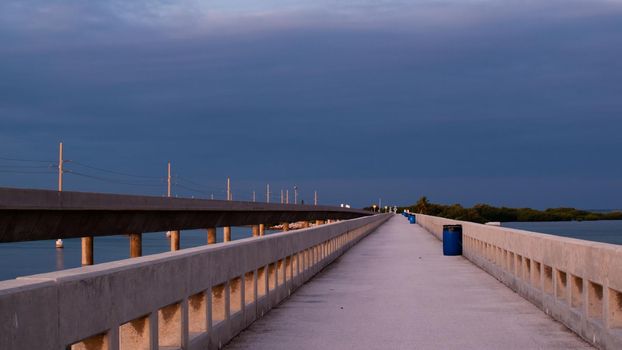 The Seven Mile Bridge is a famous bridge in the Florida Keys.