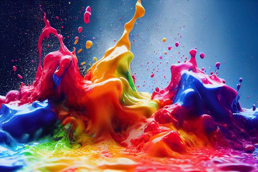 Freeze motion of colored dust explosion isolated on black background