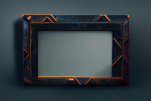 cyberpunk style picture frame mockup, neural network generated art. Digitally generated image. Not based on any actual scene or pattern.