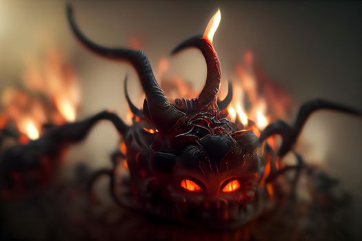 creepy fantastic nightmare hellish creature with tentacles, neural network generated art. Digitally generated image. Not based on any actual scene or pattern.
