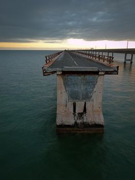 The Seven Mile Bridge is a famous bridge in the Florida Keys.