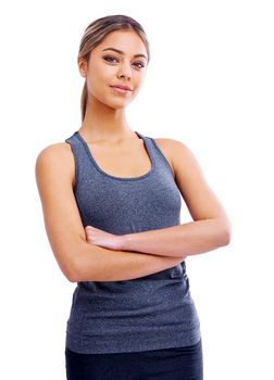 Anything is possible If you exercise and eat healthy. Studio portrait of a beautiful young woman dressed in sportswear against a white background