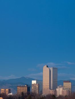 A view of downtown Denver before sunrise.