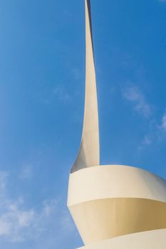 Sharjah, UAE - 09.07.2021 - Monument known as The Scroll that placed close to House of Wisdom library