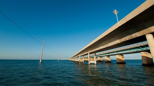 The Seven Mile Bridge is a famous bridge in the Florida Keys.