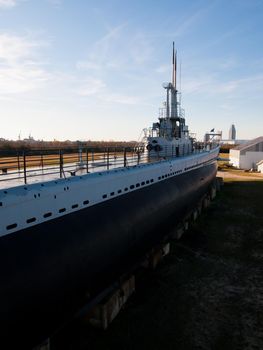 Old submarine of US Navy at the museum in Mobile, AL.