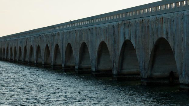 The Seven Mile Bridge is a famous bridge in the Florida Keys.