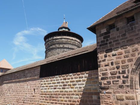 Spittlertor tower in the city walls in Nuernberg, Germany