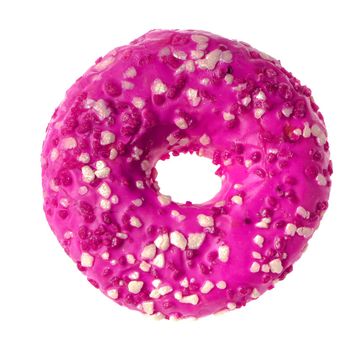 lush donut covered with cream, on a white background