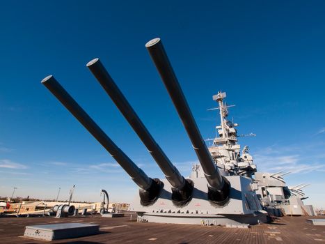 Battleship of US Navy at the museum in Mobile, AL.