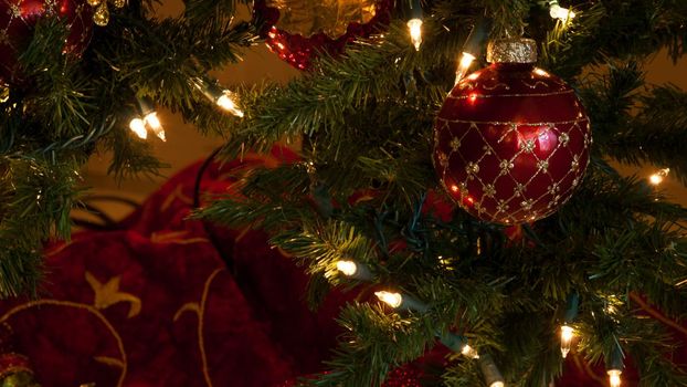 Christmas tree in historical Broadmoor Hotel during the White Lights ceremony.