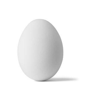 Close up of a white egg on white background