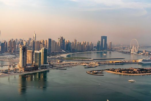 Dubai, UAE - 09.24.2021 Dubai city skyline on early morning hour. Dubai Marina