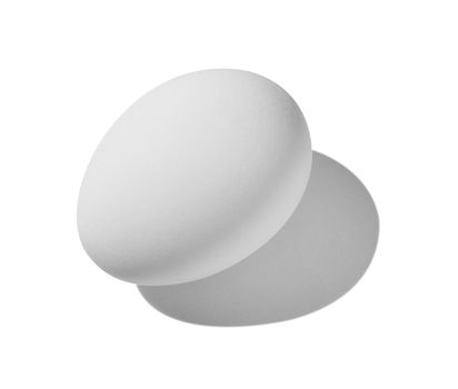 Close up of a white egg on white background