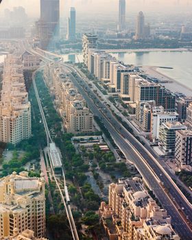 Dubai, UAE - 09.24.2021 Areal view from The View at The Palm.
