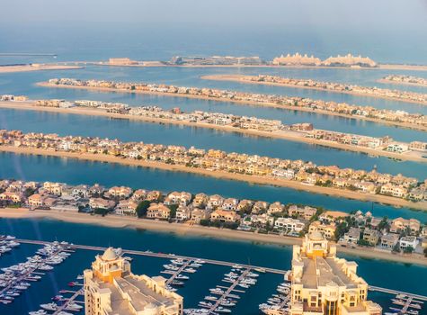 Dubai, UAE - 09.24.2021 Partial view of man made island, Palm Jumeirah.