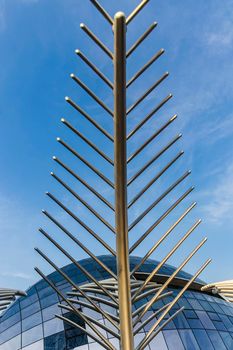 Dubai, UAE - 09.24.2021 Decorative installations at plaza of The View at The Palm.