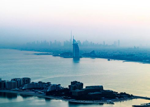 Dubai, UAE - 09.24.2021 Dubai city skyline on early morning hour