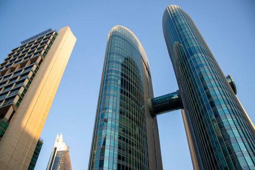Towers in Dubai International Financial Center. Outdoors