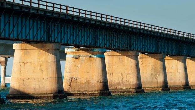 The Seven Mile Bridge is a famous bridge in the Florida Keys.