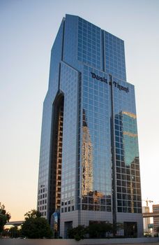One of the very well known landmarks of Dubai, Dusit Thani hotel. Outdoors