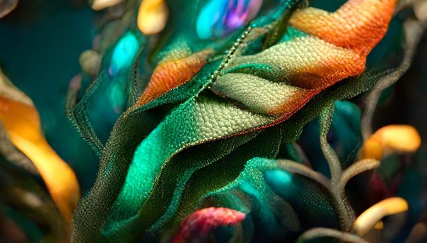 3d render of emitting a colorful jungle fantasy iridescent light background. Beautiful nature HD wallpaper.