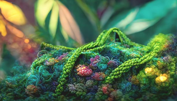 3d render of emitting a colorful jungle fantasy iridescent light background. Beautiful nature HD wallpaper.