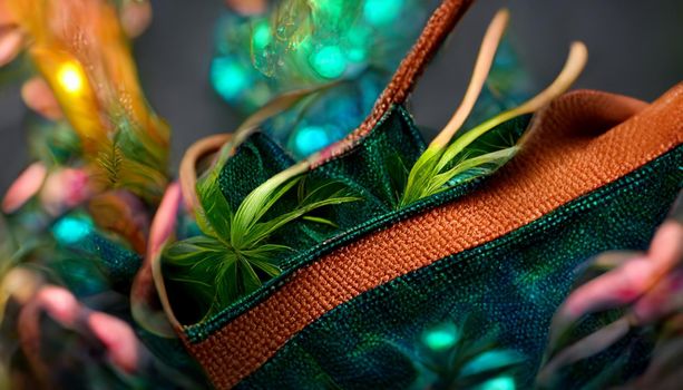 3d render of emitting a colorful jungle fantasy iridescent light background. Beautiful nature HD wallpaper.