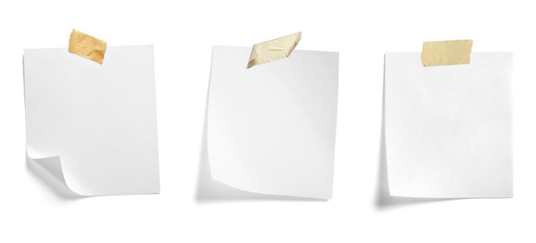 close up of a note paper with adhesive tape on white background