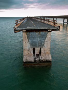 The Seven Mile Bridge is a famous bridge in the Florida Keys.