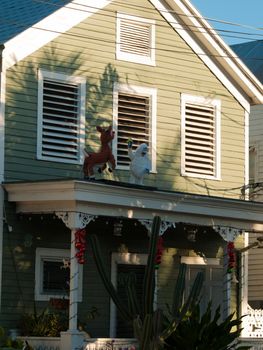 Hose decorated for Christmas on Key West, Florida.